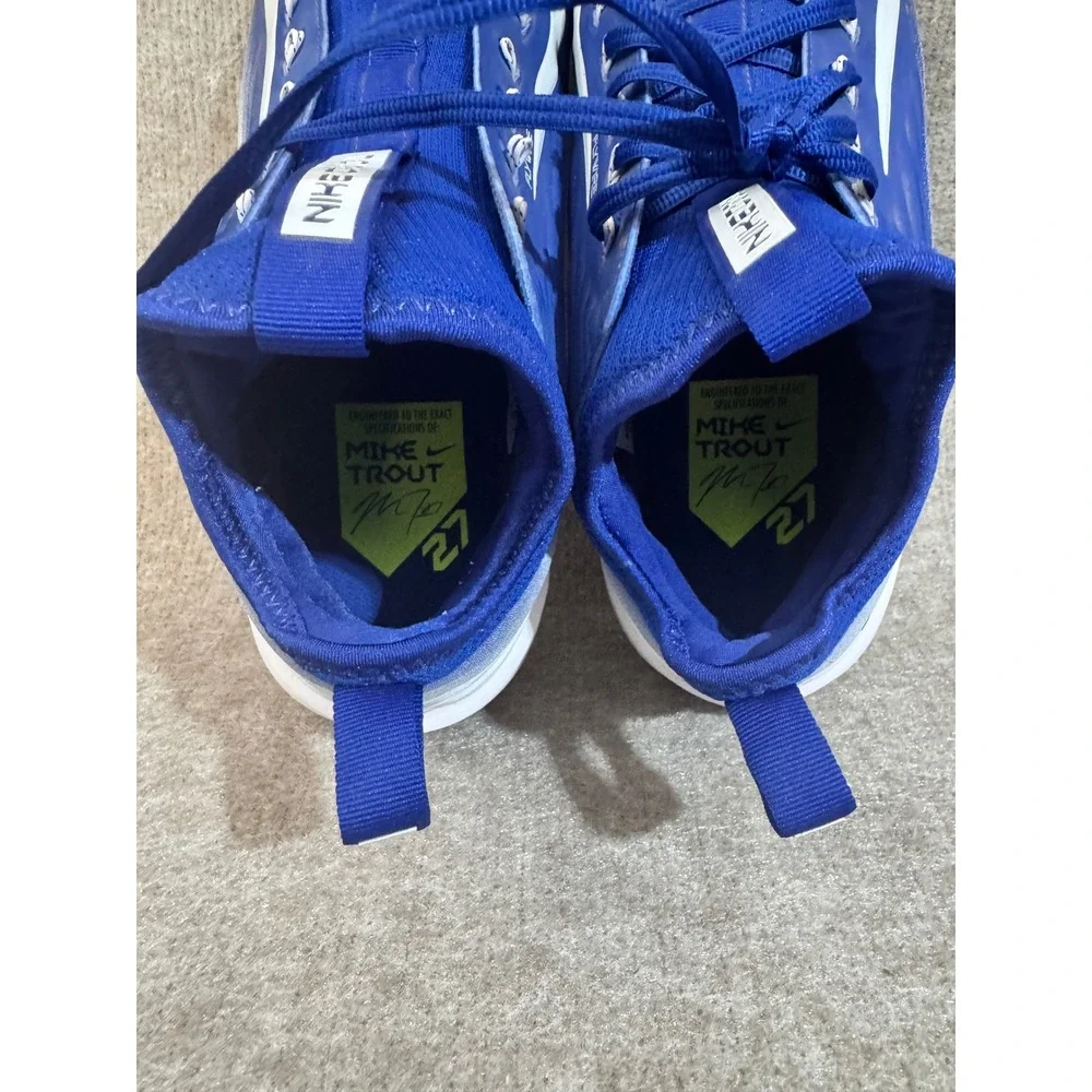 Nike Lunar Trout 2 Baseball Cleats Mens 11.5 Blue White Metal Spike Shoes